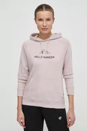 Bluzy damskie - Helly Hansen bluza damska kolor różowy z kapturem z nadrukiem 63427 - miniaturka - grafika 1