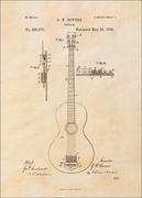 Plakaty - Galeria Plakatu, Plakat, Patent GW Bowers Gitara Projekt z 1888, sepia, 40x60 cm - miniaturka - grafika 1