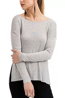 Bluzki damskie - trueprodigy Damska bluzka z długim rękawem, jednokolorowa, podstawowa, stylowa, okrągły dekolt, z długim rękawem, slim fit, dla kobiet, szary melanż, XS - miniaturka - grafika 1