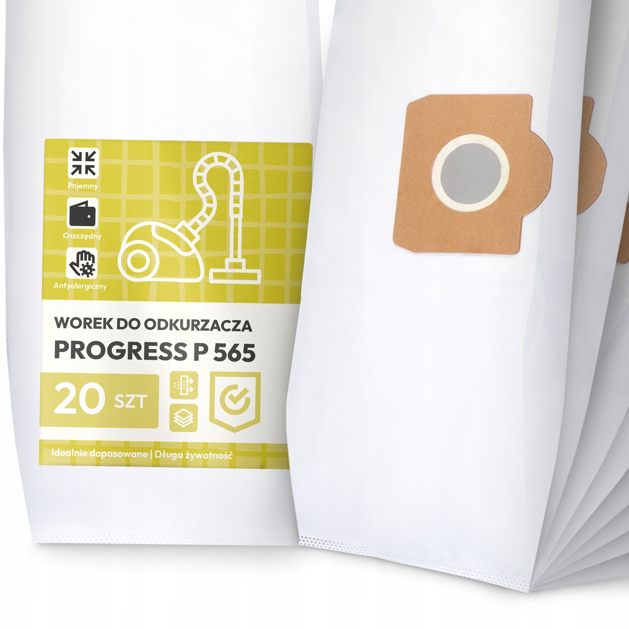 20x Worek do Odkurzacza Progress P 565 Syntetyczny Pojemny Odporny Worki
