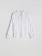 Koszule damskie - Reserved - Koszula z ozdobnym wiązaniem - biały - miniaturka - grafika 1