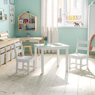 Krzesełka i taborety dla dzieci - Flash Furniture Kwadratowe zestawy stołów do aktywności, drewno inżynieryjne, białe - miniaturka - grafika 1