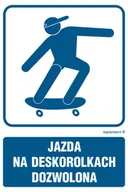 Systemy ekspozycyjne i znaki informacyjne - RB023 JAZDA NA DESKOROLKACH DOZWOLONA, FN - FOLIA SAMOPRZYLEPNA; (250X375MM) - miniaturka - grafika 1