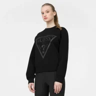 Bluzy sportowe damskie - Damska bluza dresowa nierozpinana GUESS NEW ELLY CN SWEATSHIRT - czarny - miniaturka - grafika 1