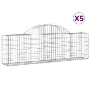 vidaXL Kosze gabionowe, 5 szt, 200x30x60/80 cm, galwanizowane żelazo - Ogrodzenia - miniaturka - grafika 3