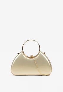 Złota Torebka Kopertówka z Metaliczną Ozdobą z Łańcuszkiem i Uchwytem Zarienna - Torebki damskie - miniaturka - grafika 1