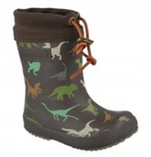 Buty dla dziewczynek - BISGAARD KALOSZE DZIECIĘCE Z MOTYWEM DINOZAURÓW BRĄZOWE OCIEPLANE 22 J6A - miniaturka - grafika 1