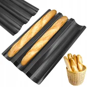 Formy do ciast - Forma do pieczenia bagietek zapiekanek chleba 28,5 x 38,5cm chleba - miniaturka - grafika 1