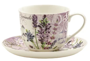 Zestaw filiżanka spodek porcelana lawenda jumbo - Filiżanki - miniaturka - grafika 1