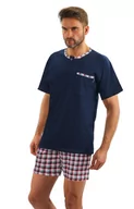 Piżamy damskie - Sesto Senso, Piżama męska z krótkim rękawem, Jasiek, granatowa, rozmiar M - miniaturka - grafika 1