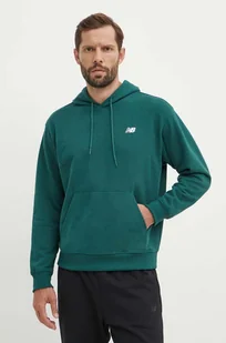 New Balance bluza męska kolor zielony z kapturem z aplikacją MT41508NWG - Bluzy męskie - miniaturka - grafika 1