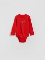 Skarpetki dla dzieci - Reserved - Bawełniane body z haftem - czerwony - miniaturka - grafika 1