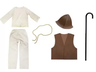 ZESTAW PASTUSZEK KREMOWO-BRĄZOWY 134-140 6el - Stroje karnawałowe - miniaturka - grafika 1