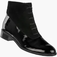 Botki damskie - Botki Damskie Skórzane Płaski Obcas Eleganckie Lakierowane Czarne Lucia Bosetti 1124 Czarny 39 - miniaturka - grafika 1