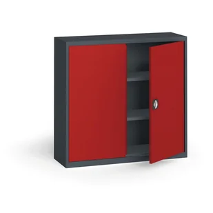 KOVONA Szafa metalowa, 1150 x 1200 x 400 mm, 2 półki, antracyt/czerwona C37020.2.O2.24B2B - Szafy biurowe - miniaturka - grafika 1