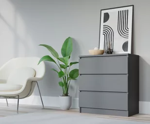 Komoda 3 szuflady sztuczny Rattan, antracyt - Pojemniki kuchenne - miniaturka - grafika 1