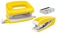 Zszywacze biurowe - Zszywacz + dziurkacz LEITZ WOW mini 10 kartek żółty metalik 55612016 - miniaturka - grafika 1