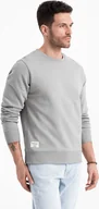 Bluzy męskie - Ombre Bluza męska dresowa BASIC z okrągłym dekoltem - szara V8 OM-SSBN-0175 S - miniaturka - grafika 1