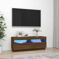 Szafki RTV - Lumarko Szafka pod TV z oświetleniem LED, brązowy dąb, 100x35x40 cm - miniaturka - grafika 1