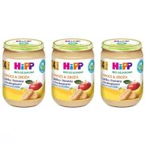 Hipp Owoce & Zboża Jabłka i banany z biszkoptami po 4. miesiącu zestaw 3 x 190 g Bio - Desery dla dzieci - miniaturka - grafika 1