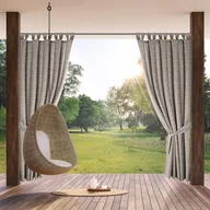 Zasłony - Zasłona gotowa na szelkach wodoodporna GARDEN 155x220 ogrodowa brązowa - miniaturka - grafika 1