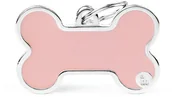 Odblaski i adresówki - Zawieszka Adresówka Identyfikator z grawerem dla psa i kota kość różowa z obramówką XL - miniaturka - grafika 1