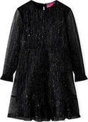 Sukienki i spódniczki dla dziewczynek - vidaXL Sukienka dziecięca z długimi rękawami, ozdobiona cekinami, czarna, 104 - miniaturka - grafika 1