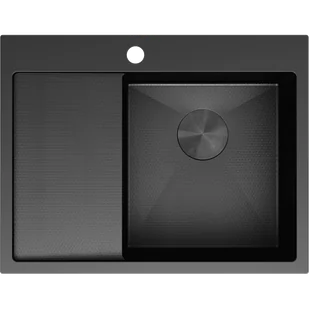 Mexen Exar zlewozmywak stalowy 1-komorowy z ociekaczem prawy 620 x 480 mm, czarny HC -6432621005P-70HC - Zlewozmywaki - miniaturka - grafika 1