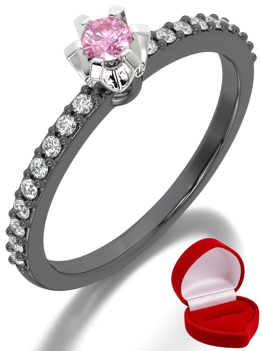 ZŁOTY PIERŚCIONEK ZARĘCZYNOWY 585 14k SZAFIR 0,09 ct CZARNE ZŁOTO R6