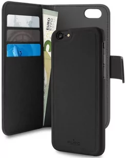 PURO Etui Wallet Detachable 2w1 iPhone 7 czarny) (IPC747BOOKC3BLK) - Etui i futerały do telefonów - miniaturka - grafika 1