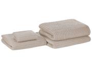 Ręczniki - Beliani Komplet 4 ręczników bawełniany beżowy AREORA - miniaturka - grafika 1