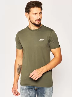 Koszulki męskie - Alpha Industries T-Shirt Basic 188505 Zielony Regular Fit - grafika 1