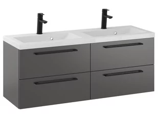 Szafka Wisząca Z Umywalką RON 120 cm DUO - Titan Mat - Uchwyty Czarne Matowe - Szafki łazienkowe - miniaturka - grafika 1