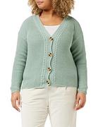 Swetry damskie - Trendyol Damski sweter rozpinany z dekoltem w serek, zwykły, plus size, zielony, 2XL, ZIELONY, XXL - miniaturka - grafika 1