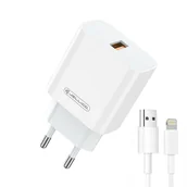 Ładowarki do telefonów - Ładowarka Sieciowa 22,5W QC3.0 USB + Kabel USB - Lightning Jellico AK165 białe - miniaturka - grafika 1