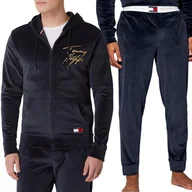 Dresy męskie - Tommy Hilfiger męski dres welurowy komplet welur granatowy M - miniaturka - grafika 1