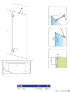 Radaway Essenza Pro Brushed GunMetal Pnj II parawan nawannowy 80cm L/P szczotkowany grafit 10101080-92-01 - Akcesoria do armatury i ceramiki - miniaturka - grafika 2