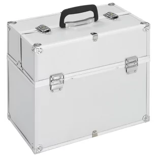 Kuferek na kosmetyki, 37 x 24 x 35 cm, srebrny, aluminiowy - Kosmetyczki, organizery i kuferki - miniaturka - grafika 1