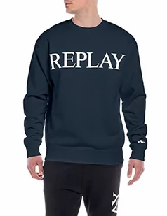 Replay bluza męska 100% bawełna, 085 niebieski, S - Bluzy męskie - miniaturka - grafika 1