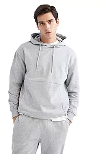 DeFacto Sweter z długim rękawem męski - okrągły dekolt bluza męska (Optic LT.Grey Melange, S), Optic Lt.grey Melange, S - Swetry męskie - miniaturka - grafika 1