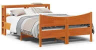 Inne meble do sypialni - Brązowe łóżko z drewna sosnowego z zagłówkiem 120x200 A9-F15 - miniaturka - grafika 1