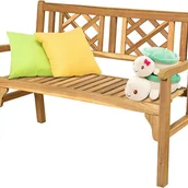 Ławki ogrodowe - Ławka ogrodowa, drewniana, składana, 2-osobowa, obciążenie do 320 kg, ławka tarasowa, ławka na balkon, do ogrodu, na taras, 120 x 56 x 90 cm - miniaturka - grafika 1