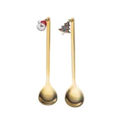 Łyżeczki - Kpl. 2 Łyżeczek Z Zawieszką Świąteczną Color Box Kol. Złoty - miniaturka - grafika 1