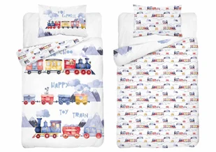 Pościel bawełniana 90x120 5507a pociągi - Pościel dla dzieci - miniaturka - grafika 1