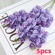 Sztuczne kwiaty - TEMU 5 Sztuk Sztuczne Kwiaty Phalaenopsis Gałęzie, 7 Dużych Kwiatów 23,62 Cala Realny Dotyk Sztuczne Orchidee Kwiaty Do Dekoracji Wnętrz Biura Ślubu - miniaturka - grafika 1