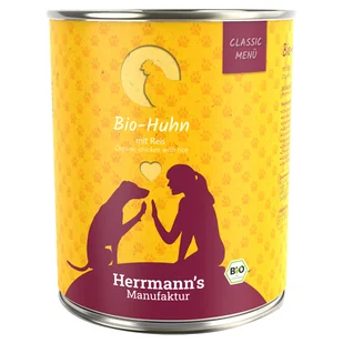 Korzystny pakiet Herrmann's Menu Classic, 24 x 800 g - Biokurczak z bioryżem - Mokra karma dla psów - miniaturka - grafika 1