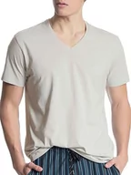 Koszulki męskie - CALIDA Męski T-shirt Remix Basic z dekoltem w serek, Fog, 46-48 - miniaturka - grafika 1