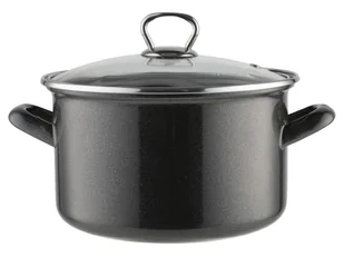 Garnek emaliowany na gaz i indukcję Emalia Polska Pleszew Marigold z pokrywką ciemnoszary 16 cm 2 l - Garnki - miniaturka - grafika 1