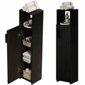 Szafki łazienkowe - Szafka łazienkowa słupek wąski czarny drzwi wysoki półki nowoczesna 101 cm - miniaturka - grafika 1