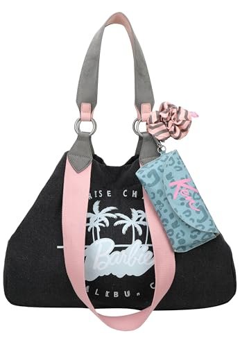 Fritzi aus Preussen Damska torba na zakupy Izzy Medium Malibu Barbie Washed Denim Blacky Shopper, Blacky, Mittelgroße